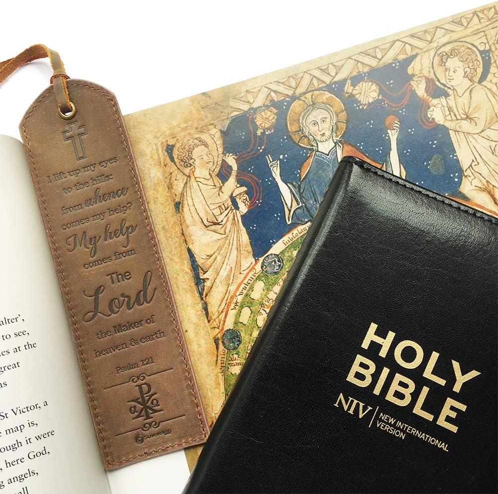 Leather Bible Bookmarks - 2 Leather Christian Bookmarks with Inspirational Bible Verse, Psalm 121, 2-Pack - Image 3