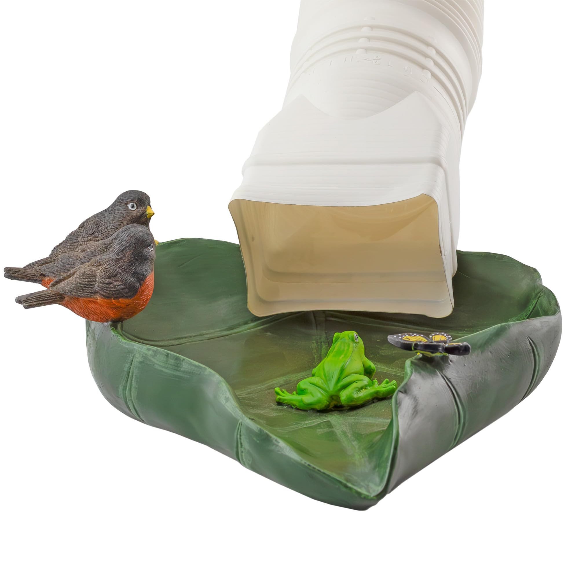 Photo 1 of Esterno Leaf Shaped Splash Block; Garden Creatures on Leaf Gutter Downspout Accessory