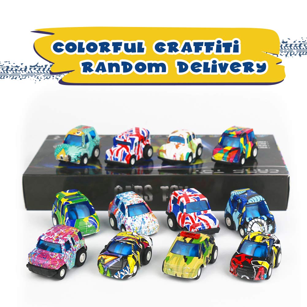 Pull Back Vehicles Diecast Metal Toy Cars Police Car Mini Vehicles Model Kit Party Favors Cake Decorations Topper Best Birthday Gift for Children Toddlers Kids 3 4 5 Years Old, 12 Pieces