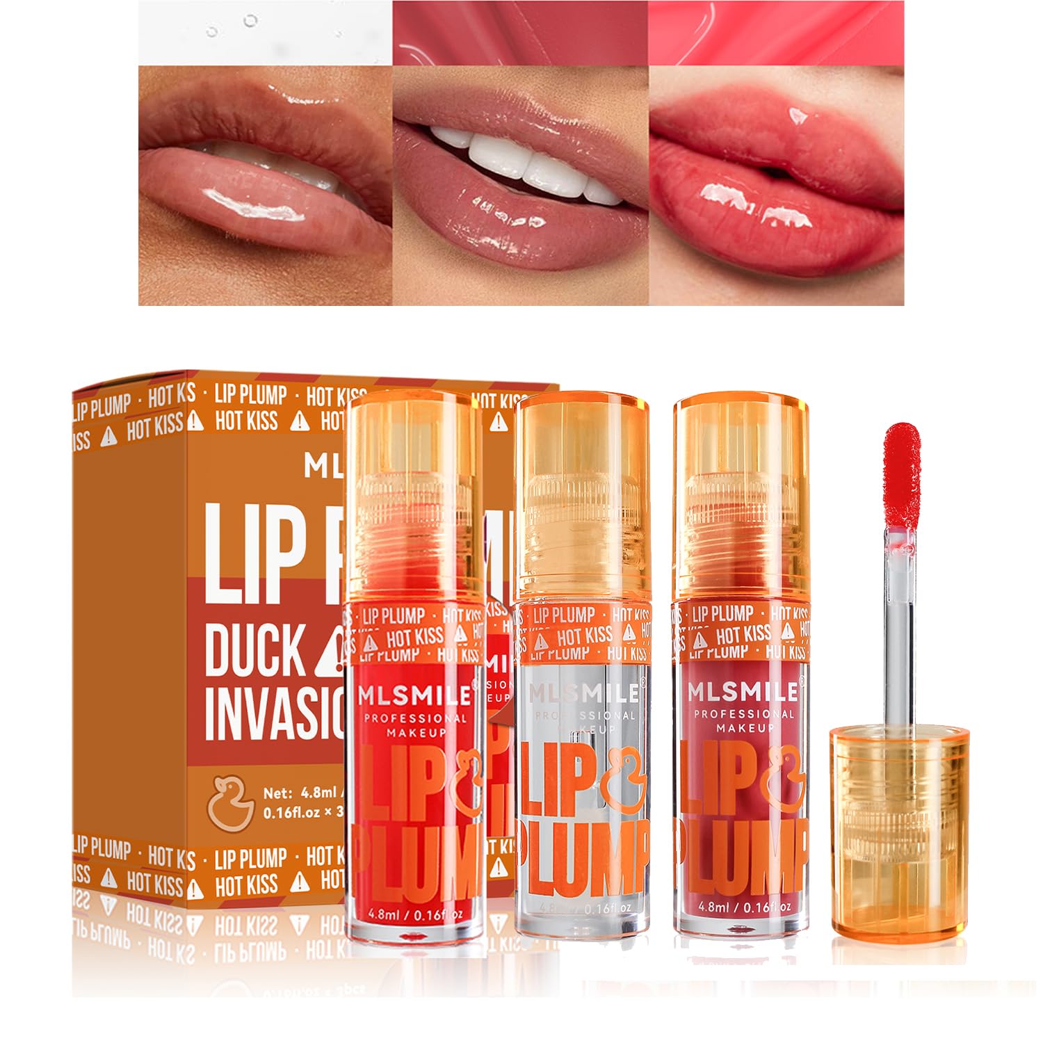 3PCS Duck Plumping Lip Gloss,Plump Lip Gloss,High Pigmentation Shine Finish,Duck Plumping, Non-Sticky Matte FInish,Infused with Spicy Ginger,Clearly Spicy