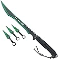 27" Tactical Machete with 3 Fixed Blade Set. Stainless Steel Blade. for Outdoor Camping Cutting Ropes - Branches, Collection, Gift