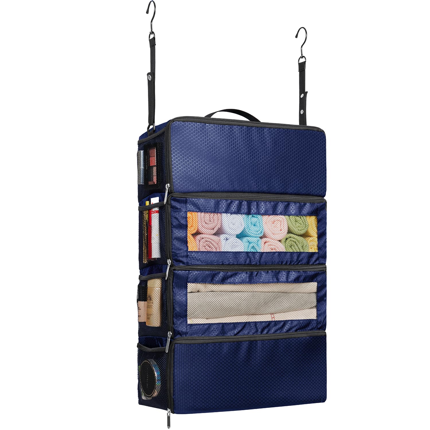 Photo 1 of Suitcase Organizer, Travel Luggage Organizer Hanging Shelves Packing Cube Closet/Collapsible Portable Travel Organizer for Carry-on, Extra Large, Blue