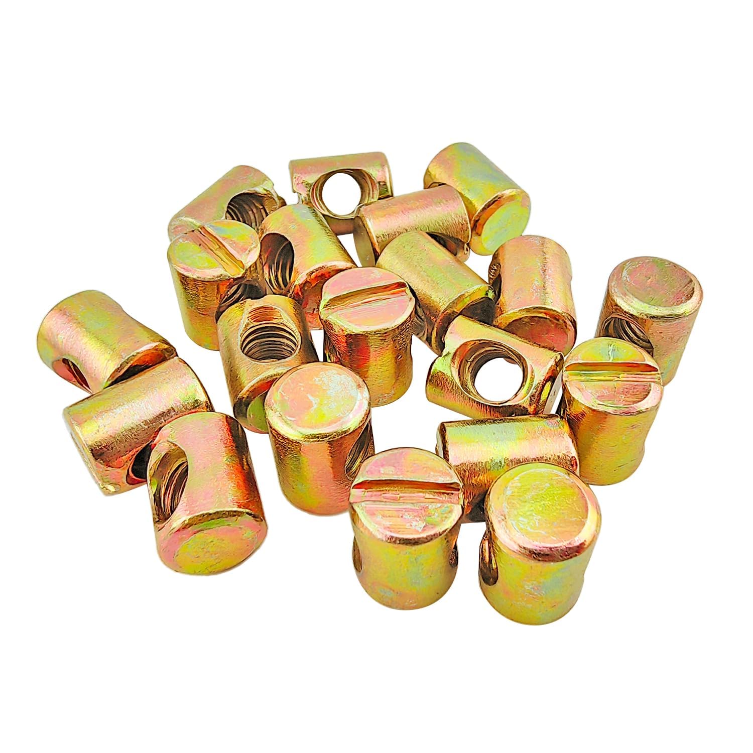 TOP-VIGOR 20Pcs Symmetric Furniture Barrel Nut, M8x20mm Durable Slotted Drive Dowels Bolts Nuts, Symmetric Dowels Nut Fasteners for Furniture Bed Cot Chairs Crib and Multi Purpose Use