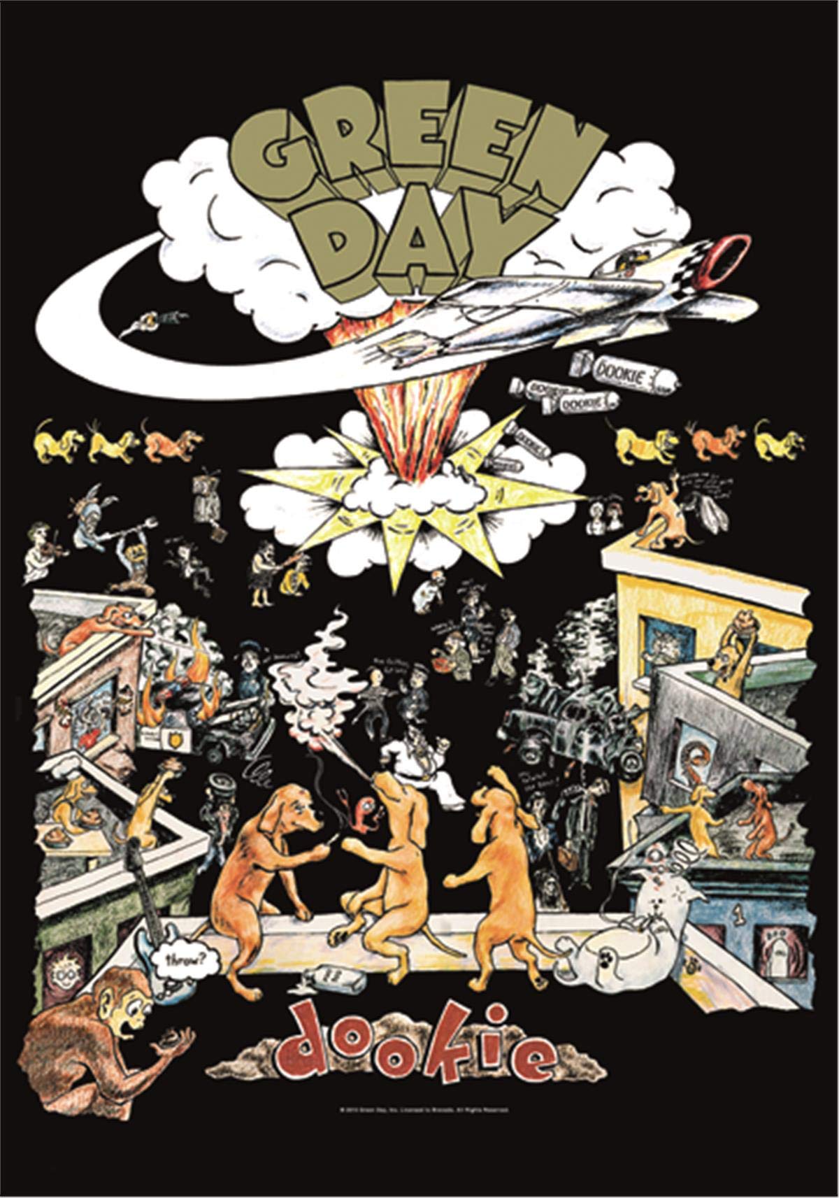 Heart Rock Original Flag Green Day Dookie, Fabric, Multicoloured, 110 x 75 x 0.1 cm