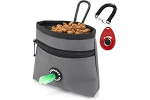 COOWONE Dog Treat Pouch with Pet Training Clicker, Detachable Dog Puppy Training Treat Bag, 900D Oxford Cloth Magnetic Closure Small Dog Poop Bag Holder for Travel or Outdoor Use