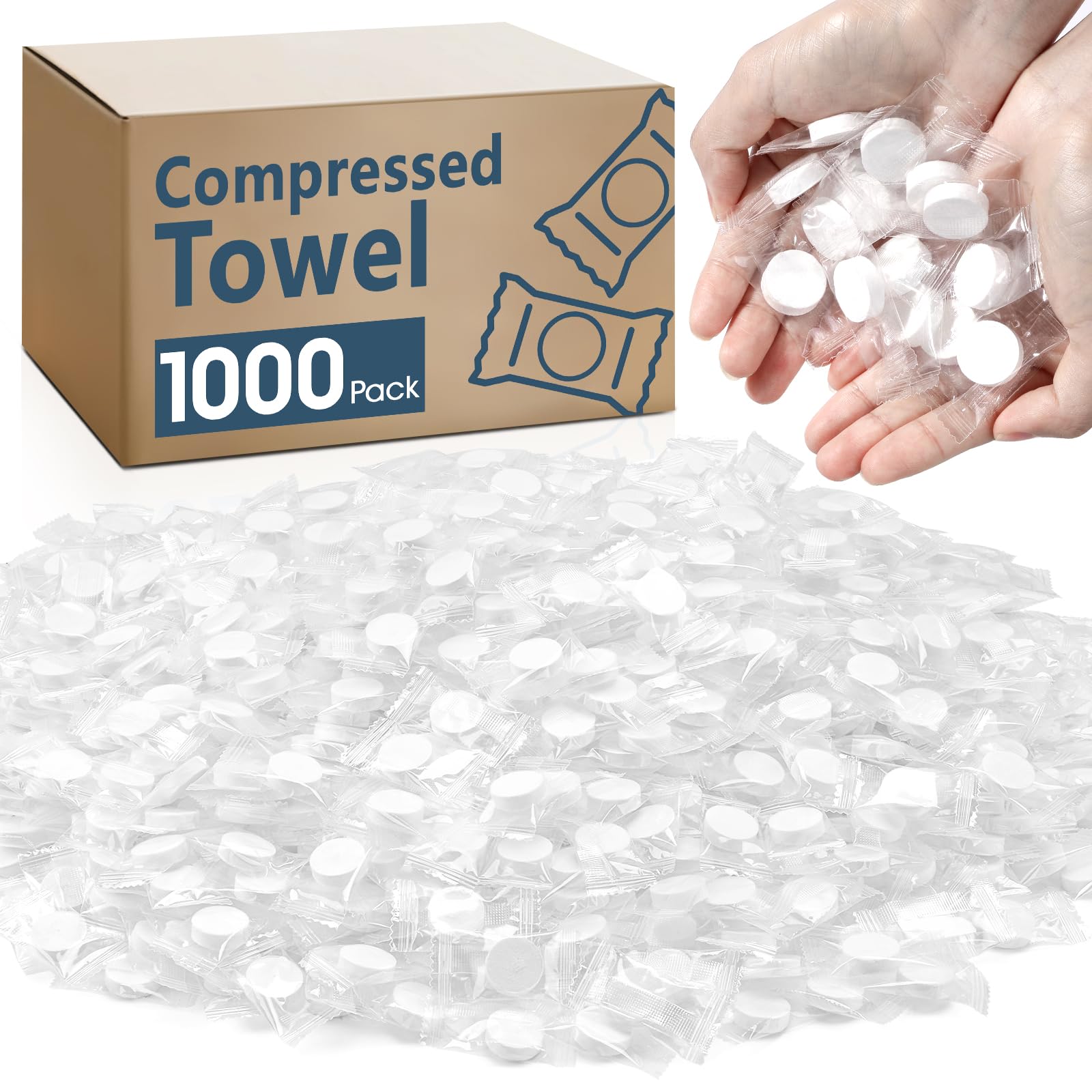 Photo 1 of 1000 PCS Compressed Towel, Mini Compressed Towel Tablets, Disposable Compressed Face Towels, Camping Towel, Portable Bulk Compressed Coin Tissues for Home, Travel, Outdoor Sports