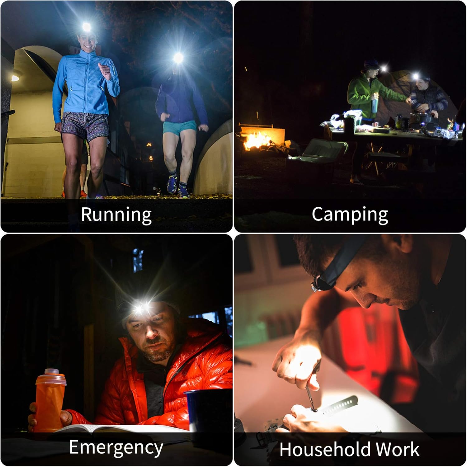Morpilot 1200 Lumens Headlamp 2 Packs, 2600mAh Battery/USB Rechargeable Head lamp, Outdoor Camping and Running Headlamp Flashlight, Lightweight and Waterproof Headlight for Adults and Kids 【upgraded】 - - 