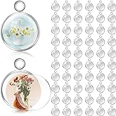 Hicarer 120 Pieces 16mm Stainless Steel Pendant Tray Blanks Kit Including 60 Pcs Silver Round Frame Tray Bases and 60 Pcs Clear Glass Cabochons Pendant for DIY Jewelry Making