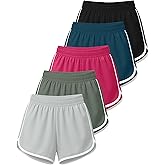 Real Essentials 5 Pack: Women’s Dry-Fit Dolphin Shorts – Athletic Running Workout Gym Lounge Active Casual (Plus Available)