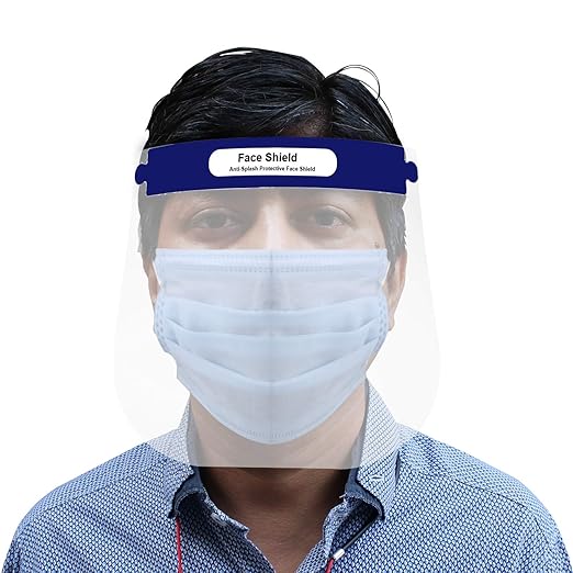 Allextreme EXFSN01 Disposable Face Shield with Adjustable Elastic Strap Anti-Splash Single Use Protective Facial Cover Transparent Full Face Visor with Eye & Head Protection (1 PC)