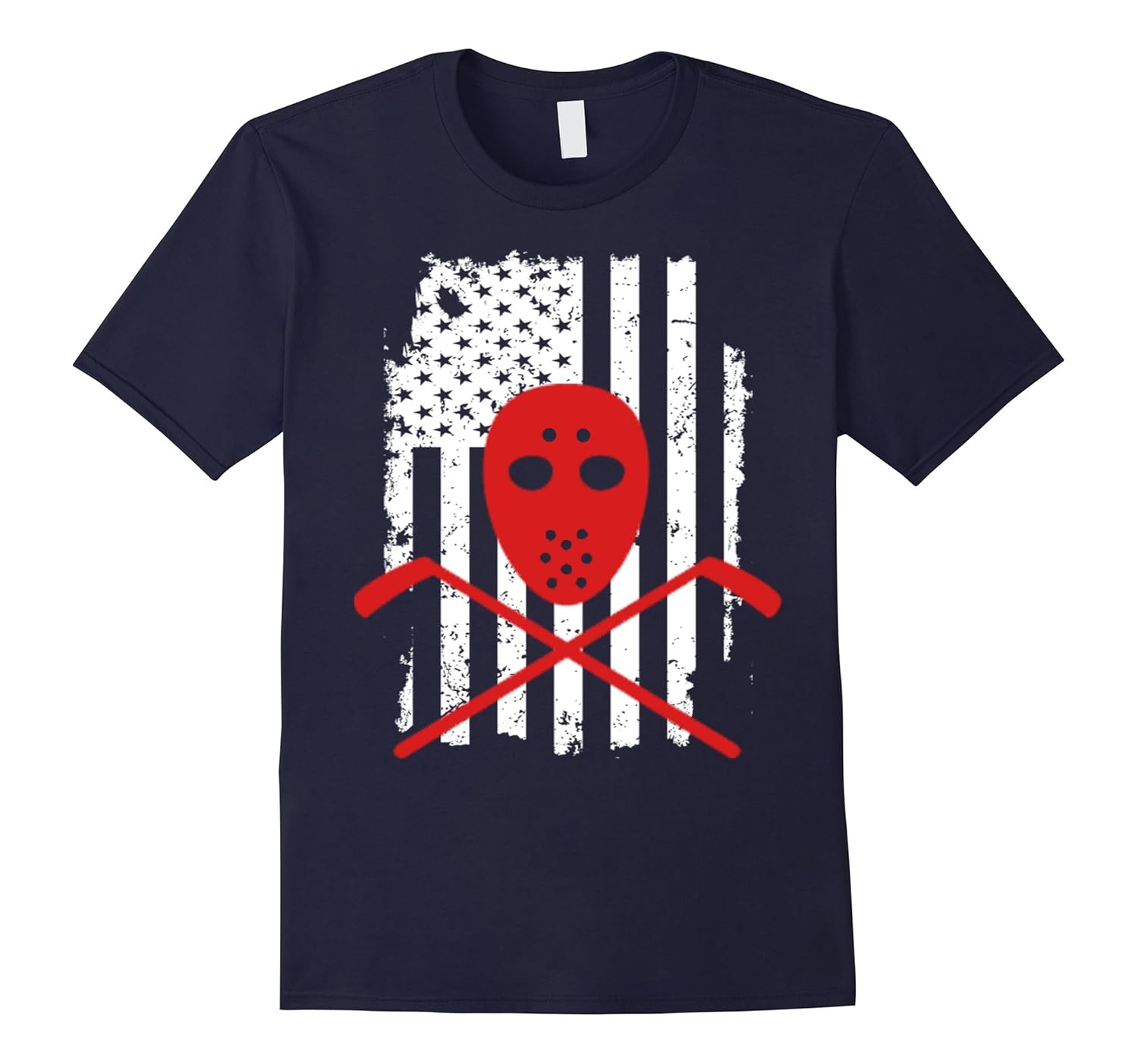 Ice Hockey T-Shirt Vintage USA Flag Ice Hockey Player Tee-ANZ