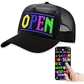 LED Hats, LED Display Screen Baseball Caps,Bluetooth APP Control,Supports Text, Patterns, Animations for Party Bar Christmas Black