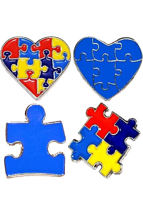 Puzzle Ribbon Lapel Pins Autism Awareness Bulk Pack - 12/24/50/100 Pcs ...