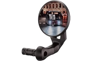 GENERIC Hong Ji 1 PCS Bike Handlebar-End Rear View Mirror, New type, 2K HD Anti-Glare capability up to 75%, Shatterproof, Nylon Fiber Frame, Adjustable, 15-22mm Both sides handlebar Fit (Blue,EV001B)