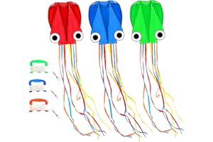 Kaiciuss Octopus Kites for Kids & Adults Easy to Fly, 24”x 158” Large Soft Kite Kit for Boys and Girls, Single Line 3D Beach Kite Set for Teens,Perfect for Outdoor Activities