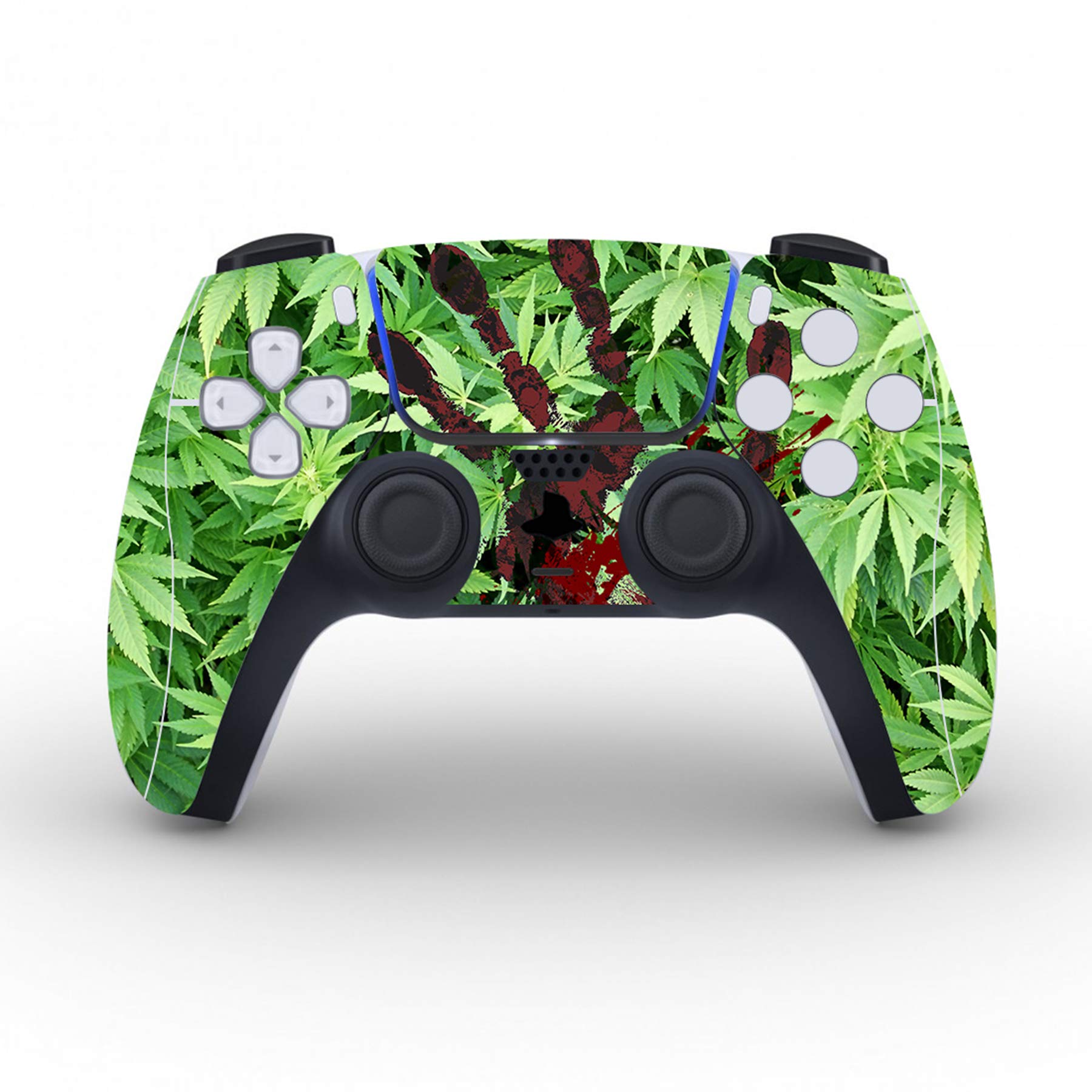 playvital Blood Handprint Weeds Full Set Skin Decal for ps5 Console Disc Edition, Sticker Vinyl Decal Cover for ps5 Controller & Charging Station & Headset & Media Remote