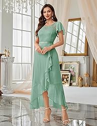 BeryLove Prom Dresses for Women Wedding Guest Ruffe