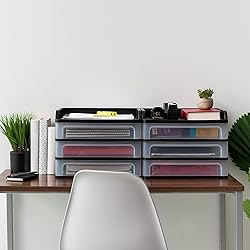 IRIS USA Plastic Desk Top 3-Drawer Storage