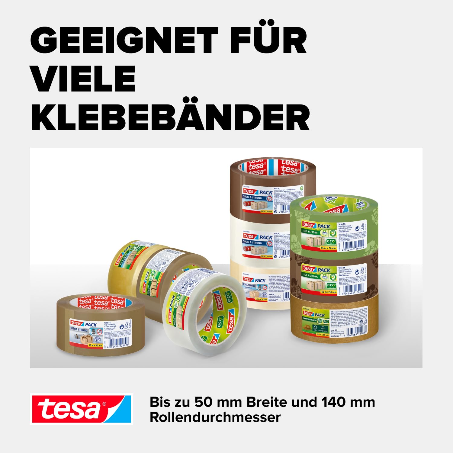 tesa Paketband-Abroller und tesapack Paketbänder im Set - 2 x hochwertiges Packband inklusive 1 Abroller - Transparent - 66 m x 50 mm 6