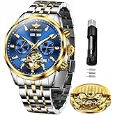 OLEVS Automatic Men Watches Mechanical Luxury Self Winding Wrist Watch Multi Calendar Stainless Steel Waterproof Wrist Watches for Men
