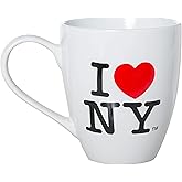 Artisan Owl Officially Licensed I Love New York 4.5" Tall 16oz Ceramic Bistro Coffee Mug (White)