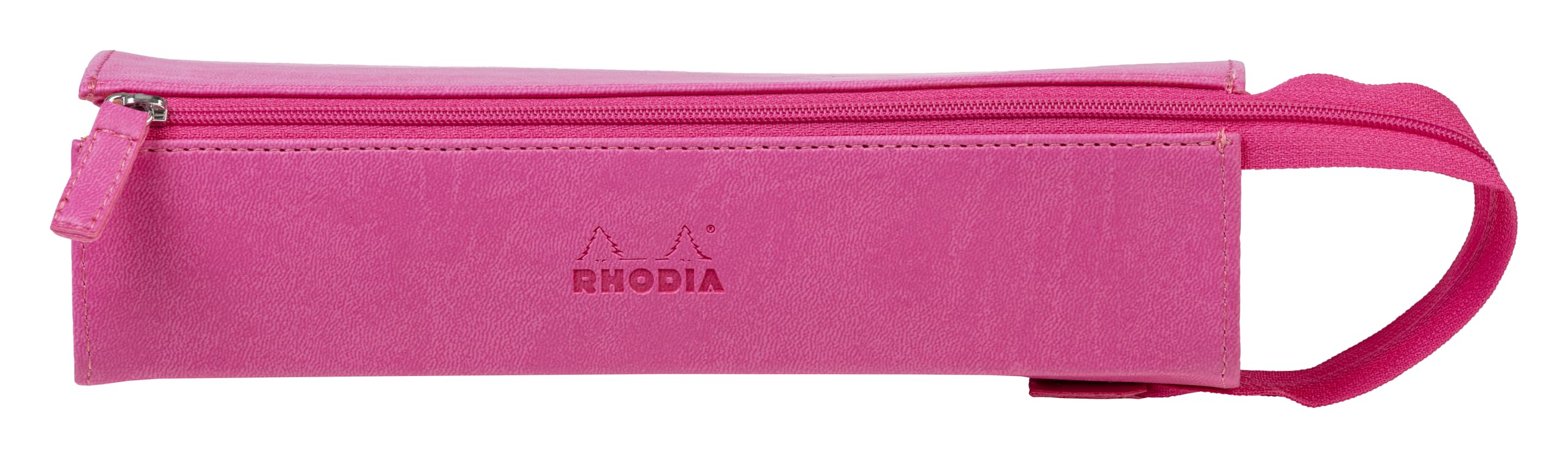 RHODIA 319036C - Pencil case Rhodiarama Fuchsia - 23x5x5 cm - Flat opening for use as a pencil case - Faux leather - Storage for pens, pencils, markers, small supplies