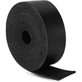 Ringsun 1 Inch Wide Flat Leather Straps for Crafts, Full Grain Leather Strips Cord String for Crafts, Tooling (2mm Thick 72.5 Inches Long Black)