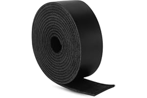 Ringsun 1 Inch Wide Flat Leather Straps for Crafts, Full Grain Leather Strips Cord String for Crafts, Tooling (2mm Thick 72.5 Inches Long Black)