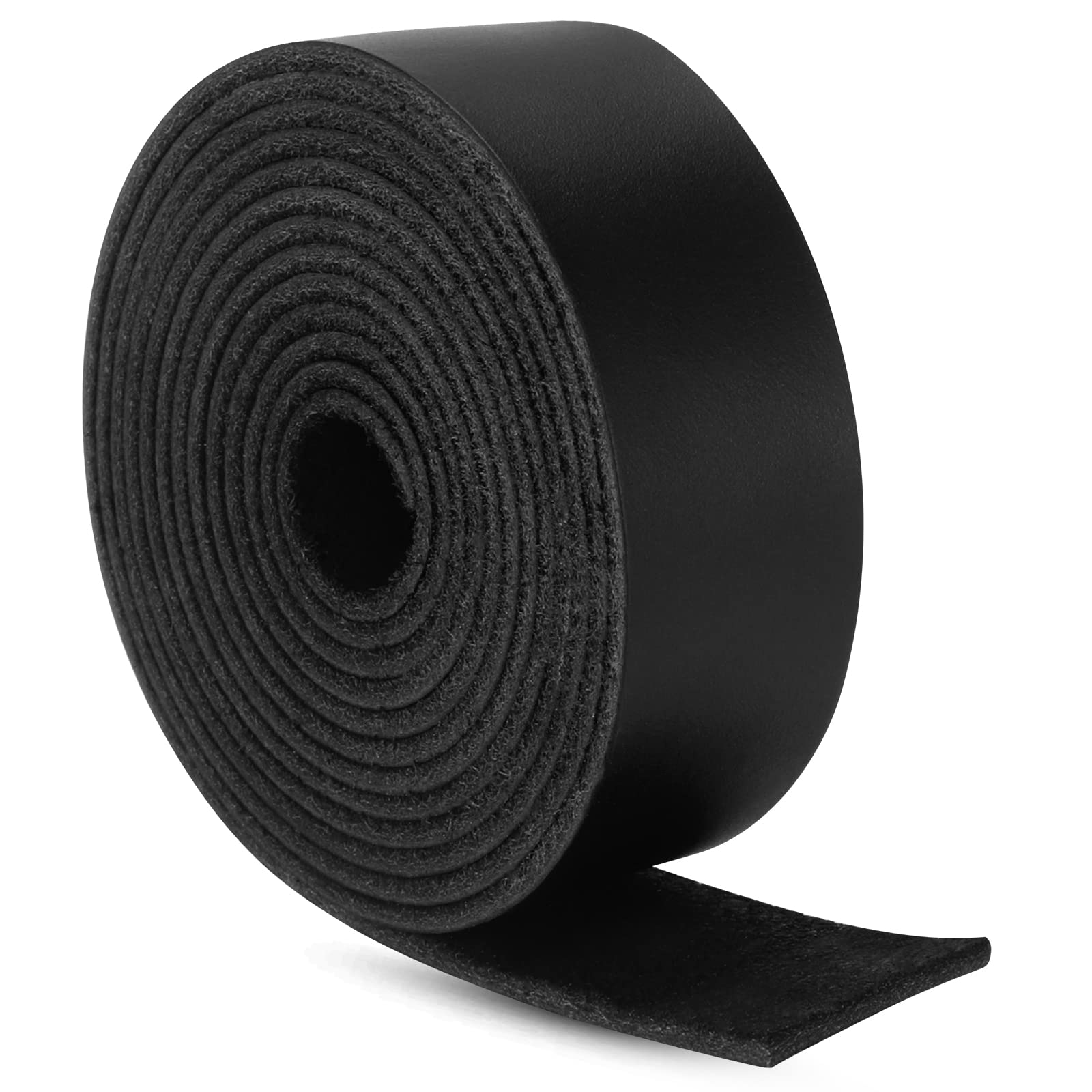 Photo 1 of Ringsun 1 Inch Wide Flat Leather Straps for Crafts, Full Grain Leather Strips Cord String for Crafts, Tooling (2mm Thick 72.5 Inches Long Black)