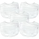 green sprouts Muslin Bibs Made from Organic Cotton| 4 Absorbent Layers Protect from sniffles, Drips, & drools | 100% Organic Cotton Muslin, Adjustable snap Closure, Machine Washable,5 Count