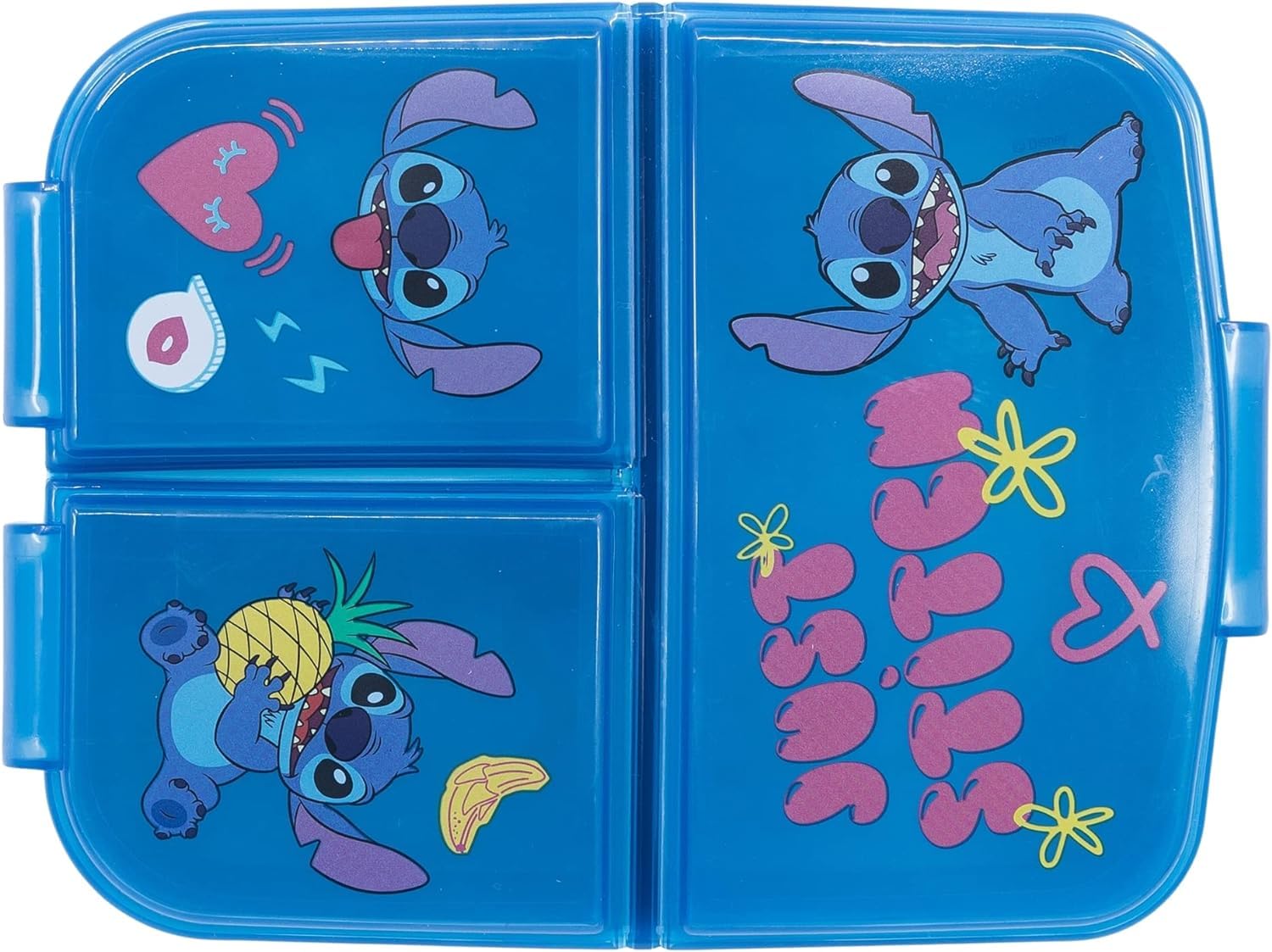 Golddunes Stitch Lunchbox Kids Character 3 Compartment Sandwich Lunch Box School Re-Usable Plastic
