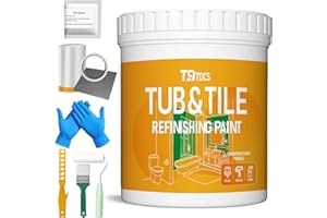 T9TDCS Tub and Tile Refinishing Kit, 35oz White Tile Paint Water Based & Low Odor, DIY Bathtub Paint, Easy to Use for Bathroo