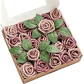 Ling's moment Artificial Wedding Flowers 1.5" Rose Buds and 2" Petite Roses 25pcs Dusty Rose & Mauve w/Stem for DIY Wedding Boutonniere Wrist Corsages Bouquets Centerpieces Arrangements