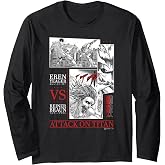 Attack on Titan Eren Yeager vs Reiner Braun Manga Fight Logo Long Sleeve T-Shirt