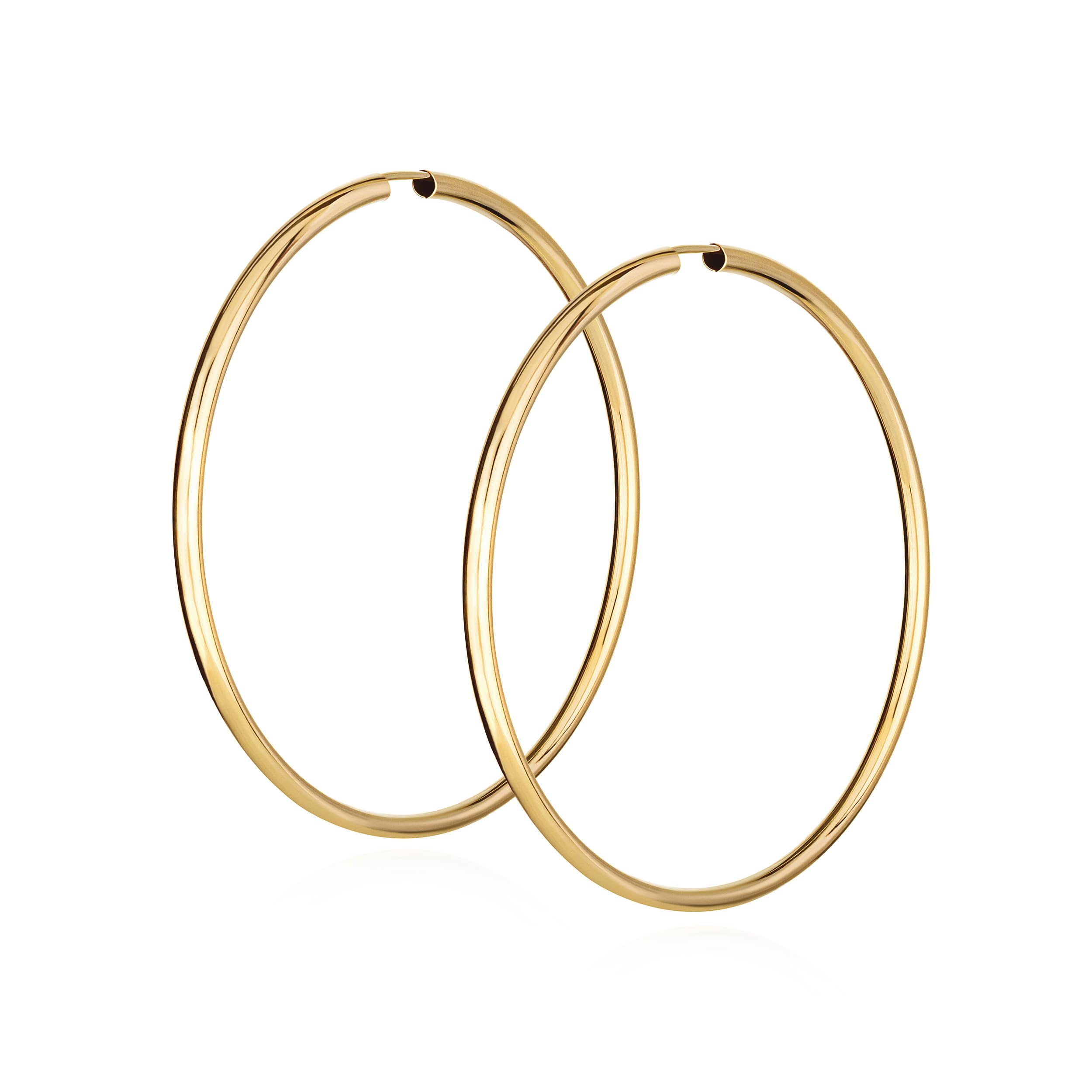 NKlaus Pair Gold Creoles Earrings Ear Jewellery Round Gold Earrings 60mm 9019