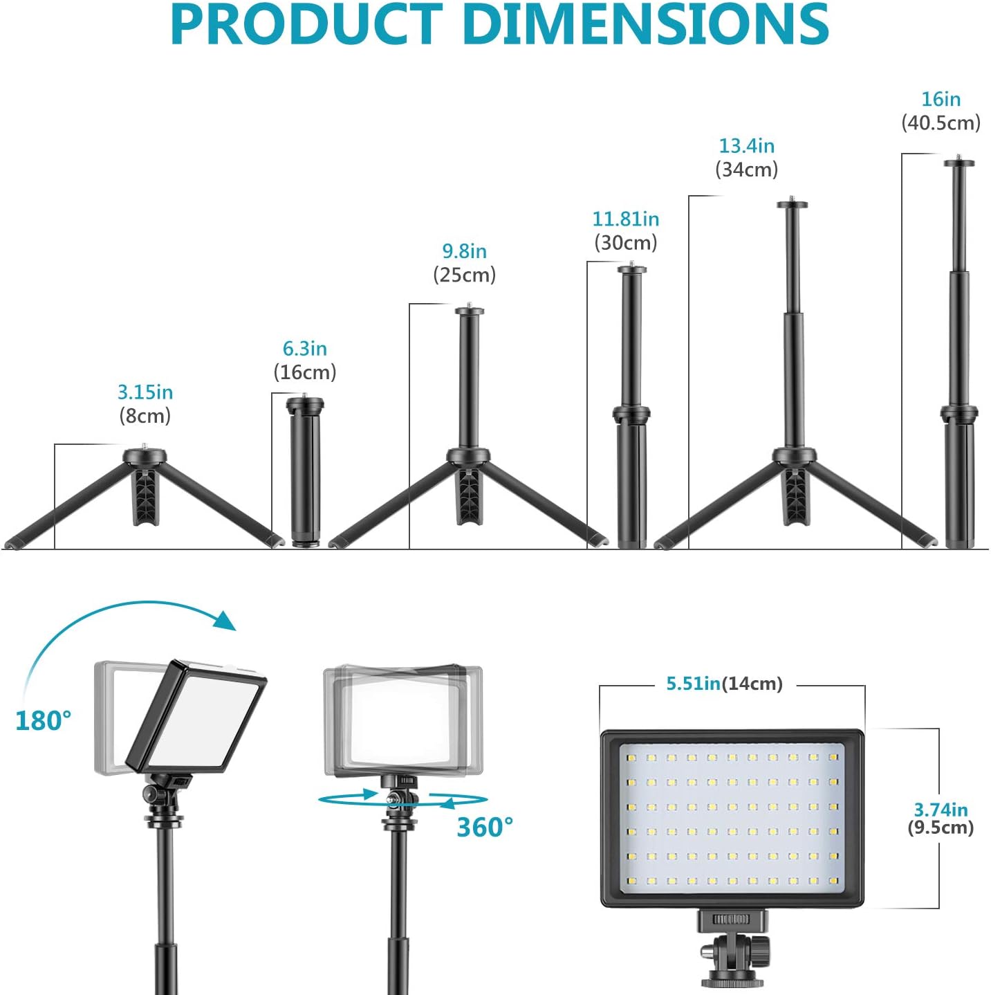 Neewer 2 Packs Portable Photography Lighting Kit Dimmable 5600K USB 66 LED Video Light with Mini Adjustable Tripod Stand and Color Filters for Table Top/Low Angle Photo Video Studio Shooting : Camera & Photo