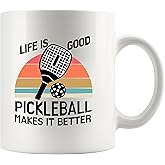 Panvola Life Pickleball Makes it Better Pickleball Gifts Sports Player Dad Mom Uncle Aunt Boyfriend Girlfriend Coach Gifts Novelty Drinkware Ceramic Mug 11 oz White