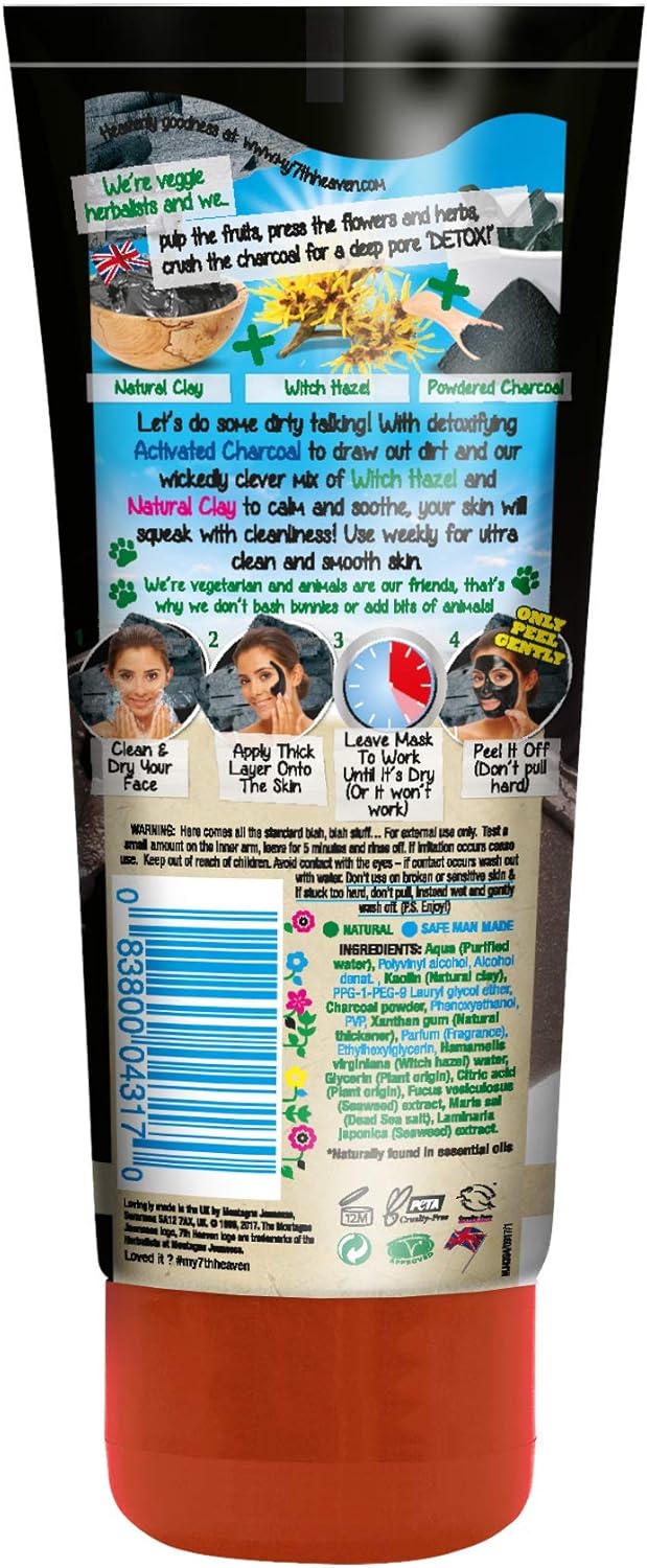 7th Heaven Charcoal & Black Clay Peel Off, 100 ml tube with Witch Hazel for Ultra Clean and Smooth Skin, 100 ml (Pack of 1) - Image 3