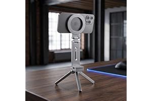Magnetic Phone Stand, 360° Rotating Foldable Poatable Electronic Device Mount, for Vlogging, Live Streaming, Desk & Travel,Si