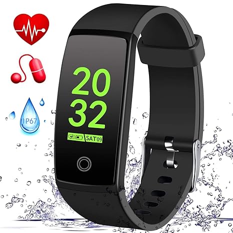 MSDJK IP67 Wasserdichter Fitness-Tracker, 2,9 cm HD Farbdisplay, Aktivitätstracker mit Herzfrequenz- und Blutdruckmessgerät, 