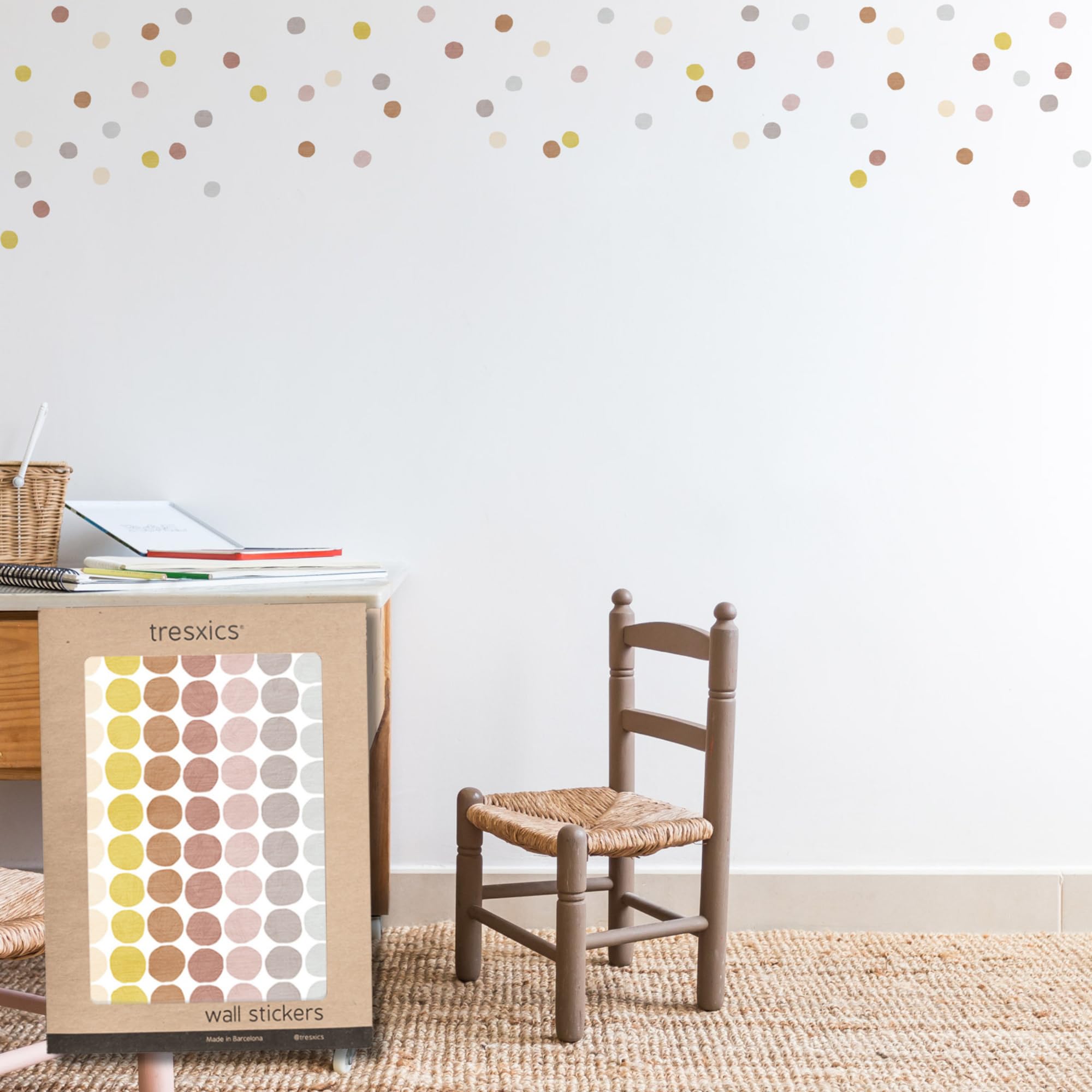 TRESXICS Decorative Wall Stickers for Children, Polka Dots in Pencil, 70 Pieces, Original and Durable Vinyl Wall Sticker, Children's Wallpaper Effect, Easy Application and Removable (Pink)