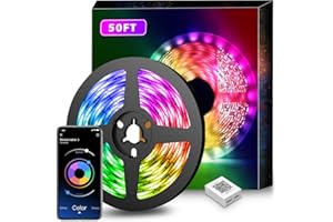 Nexillumi Led Lights for Bedroom 50ft(1 Roll of 50ft) Music Sync Color Changing Led Strip Lights Smart with Remote and App Control Built-in Mic for Party Home Room Decor Luces LED para Cuarto