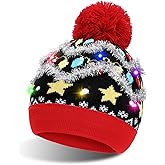 TAGVO LED Light Up Hat Beanie Knit Cap, Colorful LED Xmas Christmas Beanie