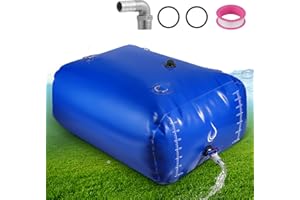 LANUEVA 528 Gal/2000L Portable Water Storage Bladder, 1000D PVC Foldable Water Tank with Spigots and Overflow Kit, Water Storage Containers for Emergency Water, RV, Irrigation&Camping (Blue, 2000L)