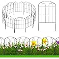 Decorative Garden Fence Outdoor 24in x 10ft Coated Metal RustProof Landscape Wrought Iron Wire Border Folding Patio Fences Flower Bed Fencing Animal Barrier Section Panels Decor