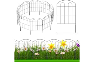 NANANARDOSO Decorative Garden Fence Outdoor 24in x 10ft Coated Metal RustProof Landscape Wrought Iron Wire Border Folding Patio Fences Flower Bed Fencing Animal Barrier Section Panels Decor