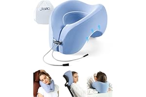 jiaao 2-in-1 Travel Pillow, Memory Foam U-Shape Airplane Neck Pillow with Storage Bag, Napping Pillow Relax Arms, Ideal for Airplane, Car, Family and Travel Use-Upgraded