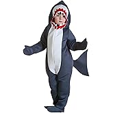 Toddler Shark Costume - Polyfoam Bodysuit with Attached Mitts, Foot Covers, and Shark Fin