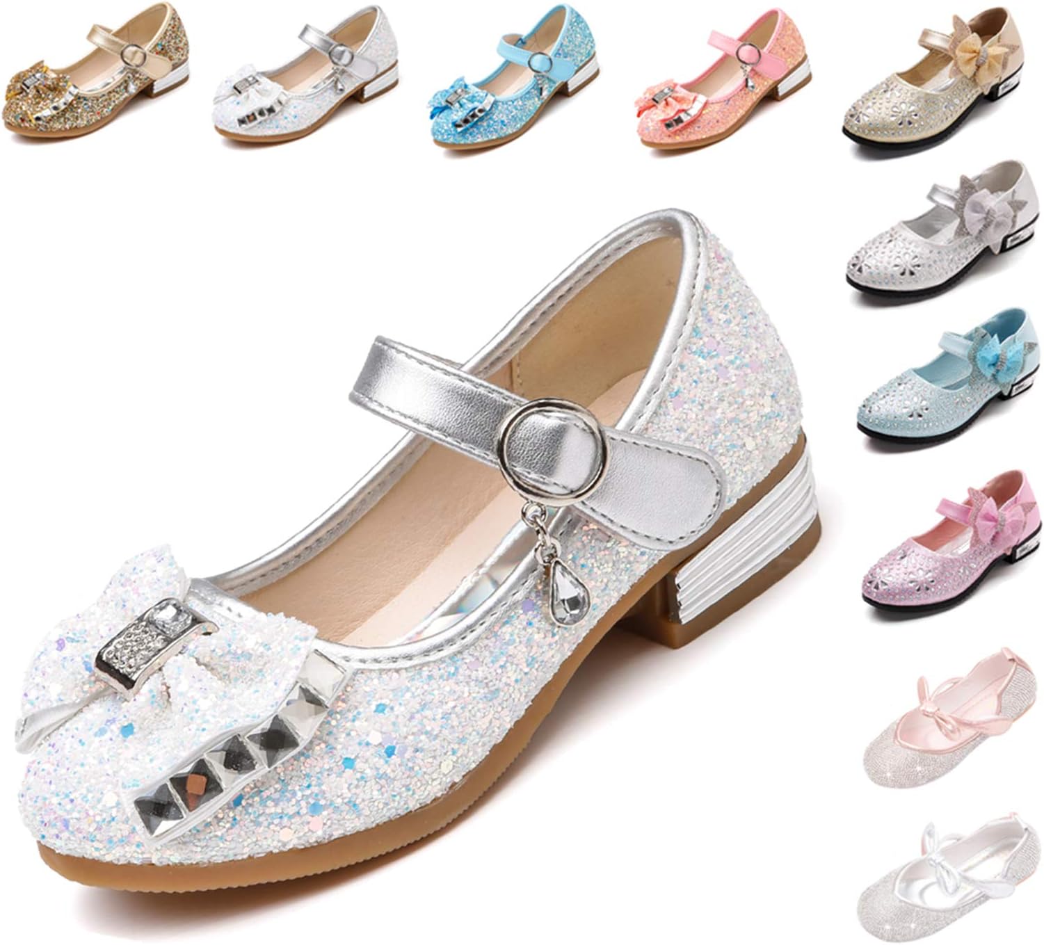 Little Girl's Adorable Sparkle Mary Jane Princess Party Dress Shoes