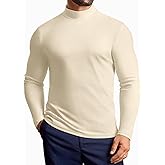 Vssjavun Mens Mock Turtleneck Long Sleeve Shirts Casual Slim Fit Undershirt Lightweight T-Shirt for Outdoor & Business
